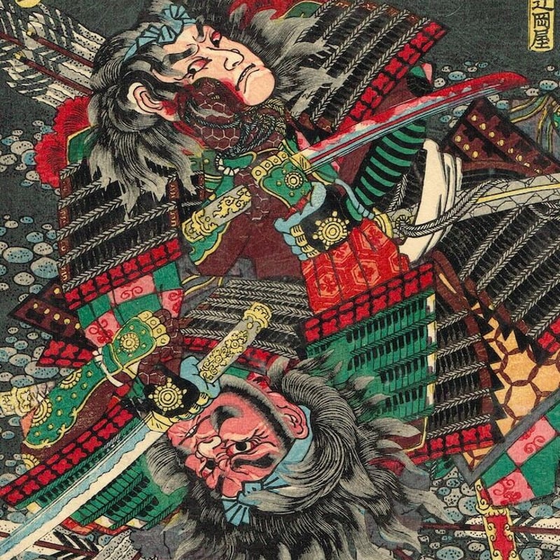 川中島合戦 絵巻 肉筆 絵画 川中島の戦い 戦国 浮世絵 アンティーク 歌川国芳 作 「川中島大合戦之図」（武者絵）／ホームメイト