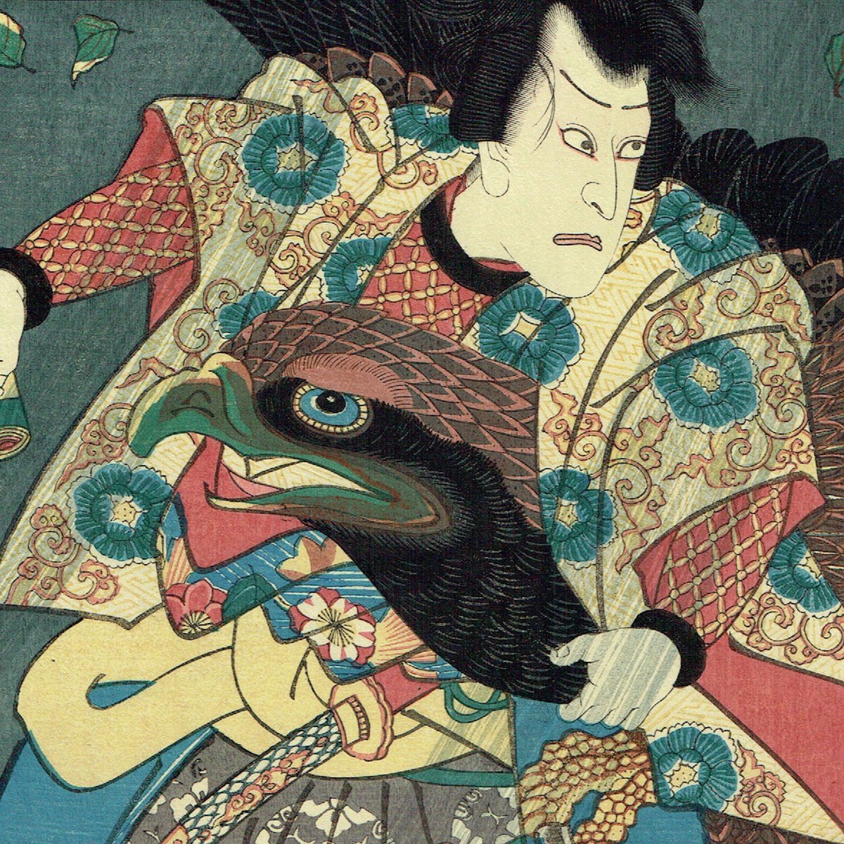 浮世絵 四天王鬼童丸退治 額縁付 浮世絵 四天王鬼童丸退治 額縁付 浮世絵 四天王鬼童丸退治 額縁付