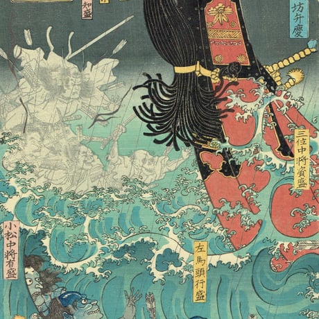 豊原国周「文治四年摂州大物浦難風の図」万延元年【浮世絵】