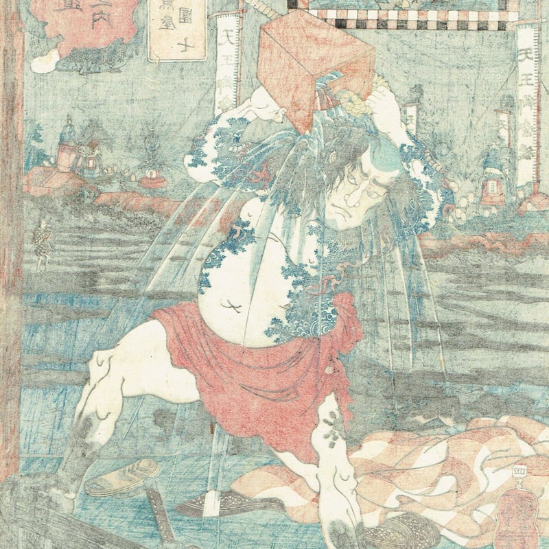 歌川国芳「木曽街道六十九次之内 浦和 魚屋団七」嘉永5年(1852