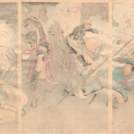 右田年英「日清平壌大激戦之圖」 明治27年（1894）【浮世絵】