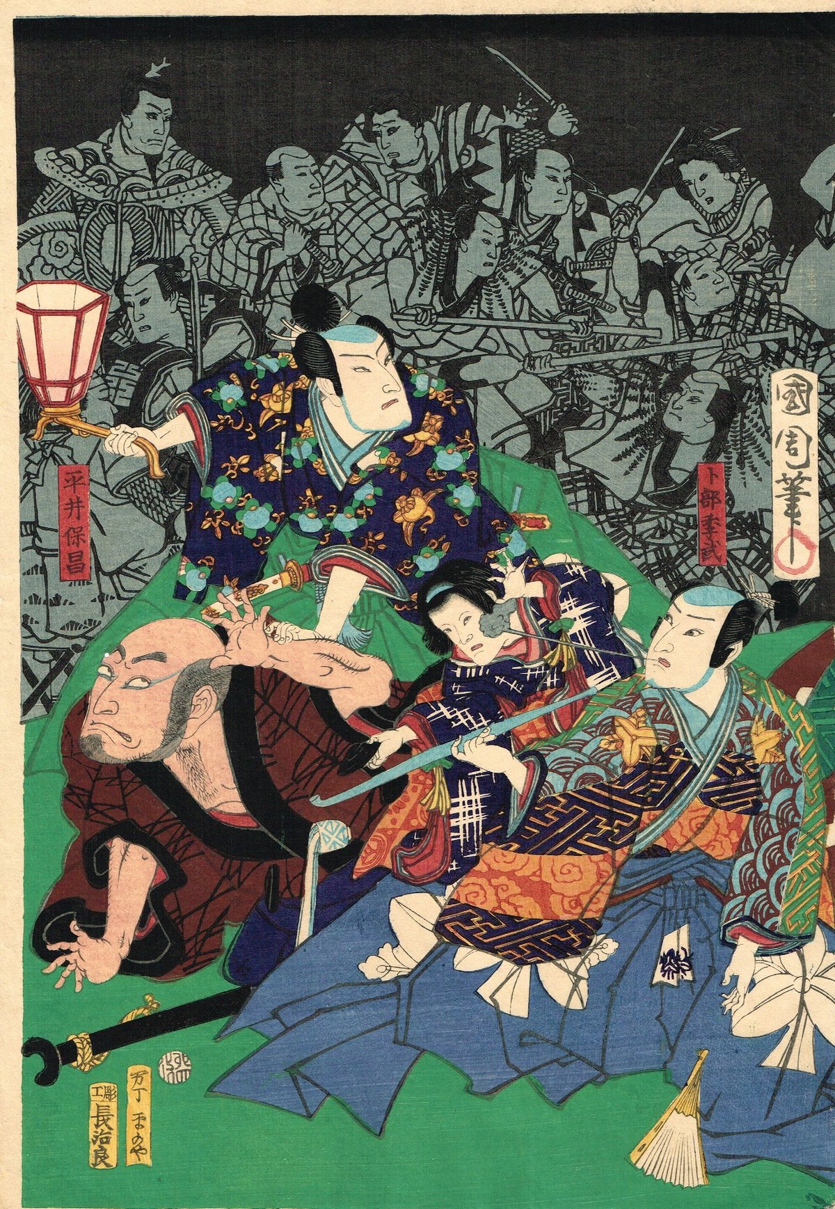 豊原国周「頼光館土蜘怪異做図」慶応3年【浮世絵】 | 浮世絵販売