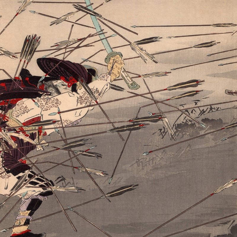 尾形月耕「楠正行 四條畷忠戦之図」明治36年【浮世絵】 | 浮世絵販売