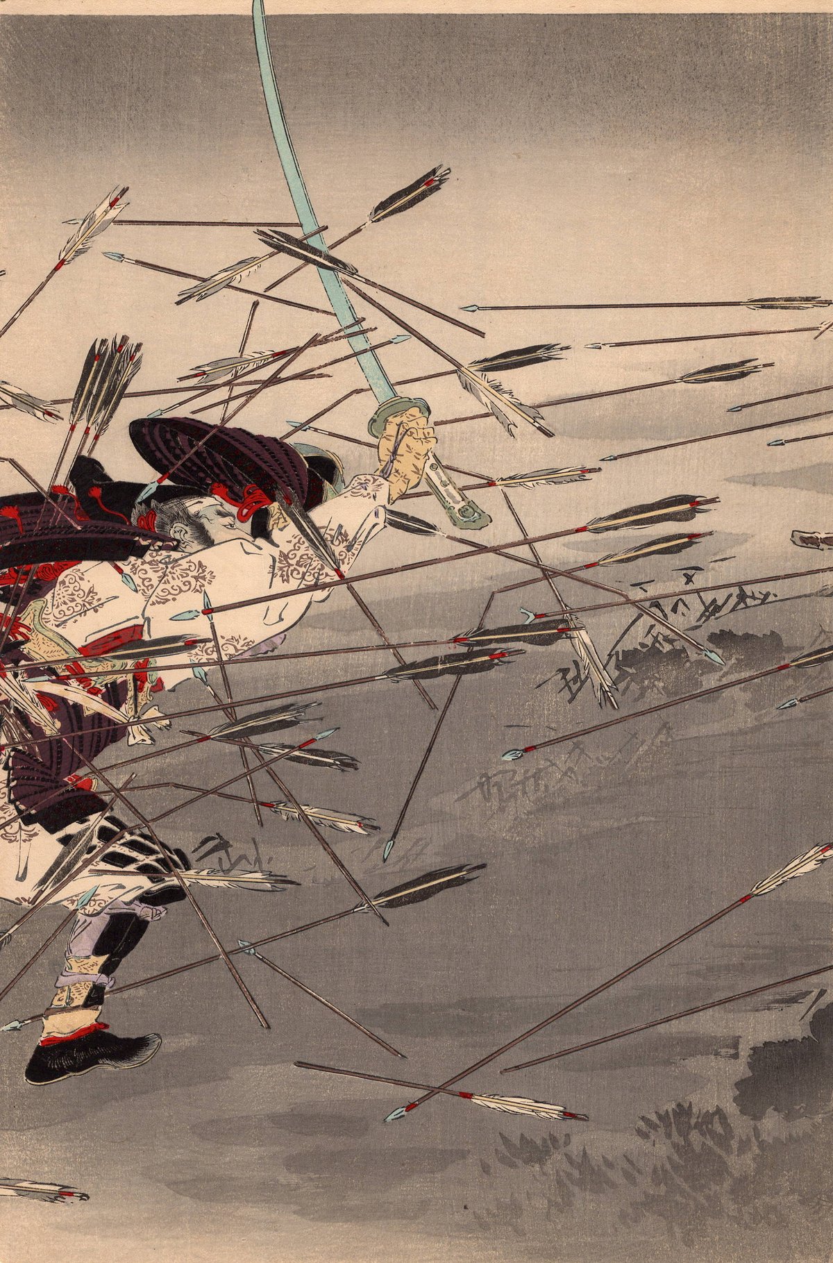 尾形月耕「楠正行 四條畷忠戦之図」明治36年【浮世絵】 | 浮世絵販売