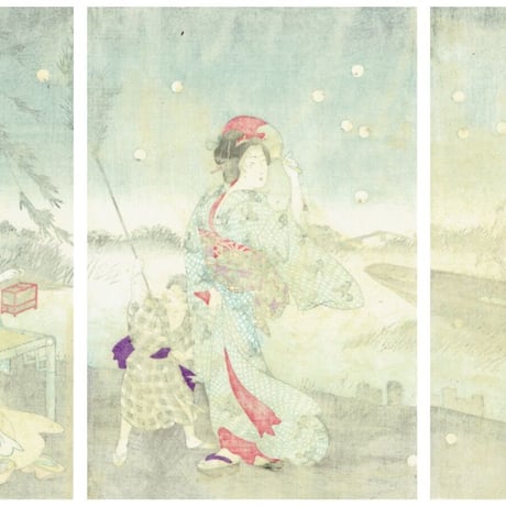 楊洲周延 「夕涼みほたるの姿見」明治26年【浮世絵】