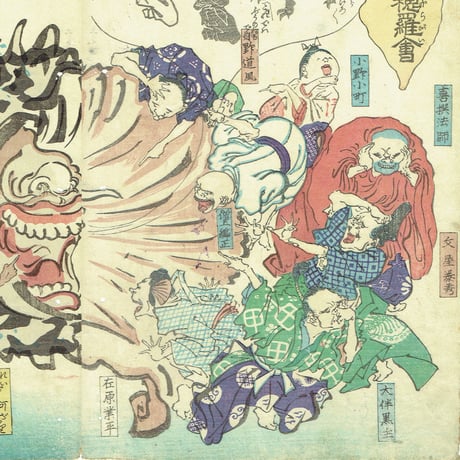 無落款（河鍋暁斎）「世界之穂羅会」江戸時代【浮世絵】