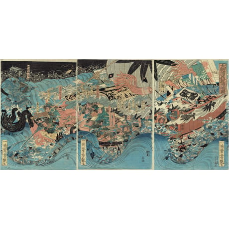 歌川芳艶「大物浦義経渡海図」弘化頃（1845頃）【浮世絵】