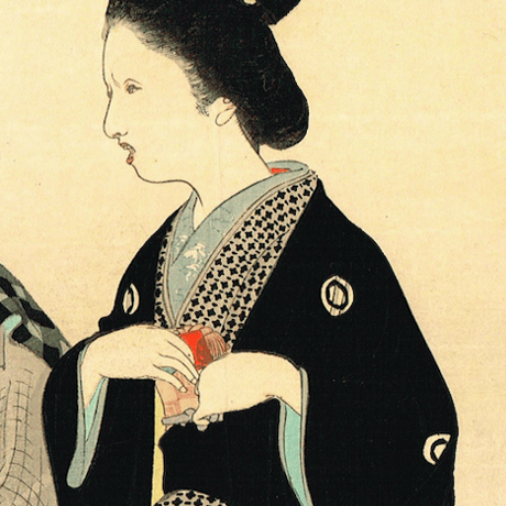 富岡永洗「木版口絵　秋の色 文芸倶楽部 第七巻十二号」明治34年（1901）【口絵】