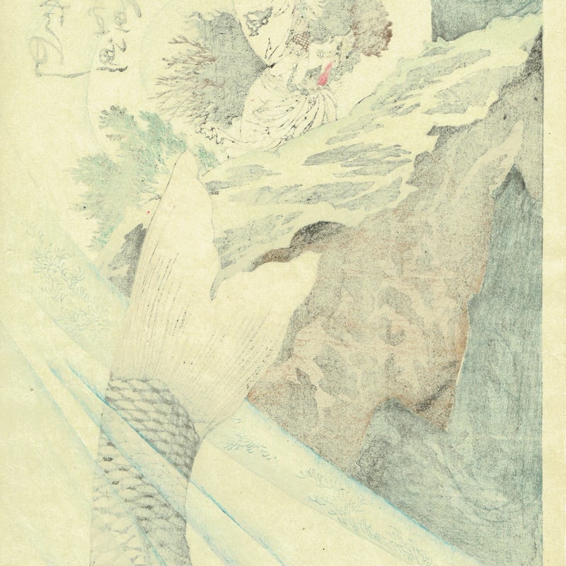 希少！【明治時代ガラス絵】金太郎　鯉つかみ図 手描き　古美術 骨董 希少！【明治時代ガラス絵】金太郎 鯉つかみ図 手描き 古美術 骨董