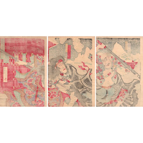 歌川豊斎「歌舞伎座新狂言 水滸伝雪降の場」明治26年【浮世絵】