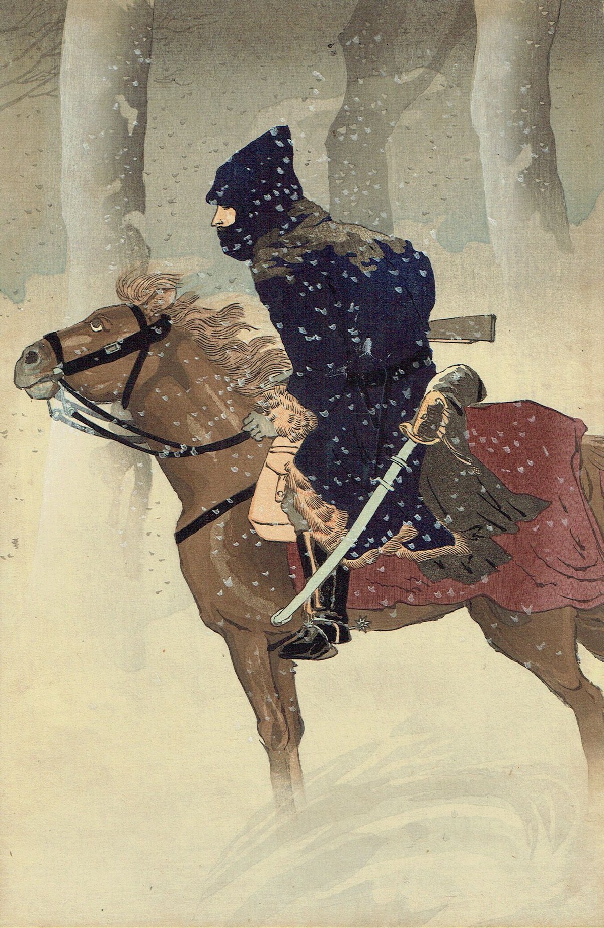 小林清親「牛荘付近 雪夜之斥侯」明治27年(1894)【浮世絵】 | 浮世絵 小林清親「牛荘付近 雪夜之斥侯」明治27年(1894)【浮世絵】 | 浮世絵