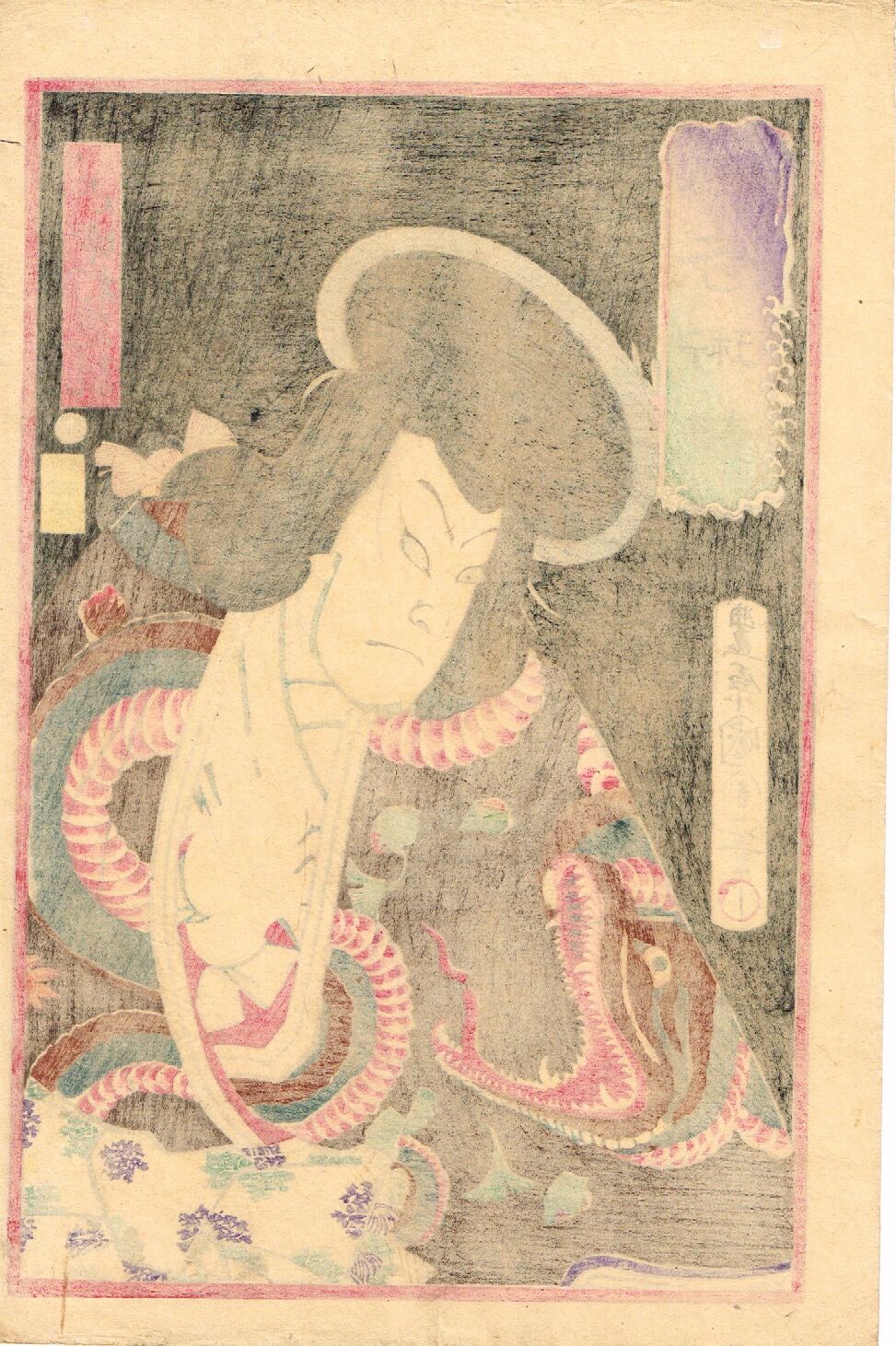 M▽豊原国周 中村福助 市川左團次 役者絵 木版画 浮世絵 錦絵 (216) Yahoo!オークション - 【真作】狐妖 本物浮世絵木版画 豊原国周