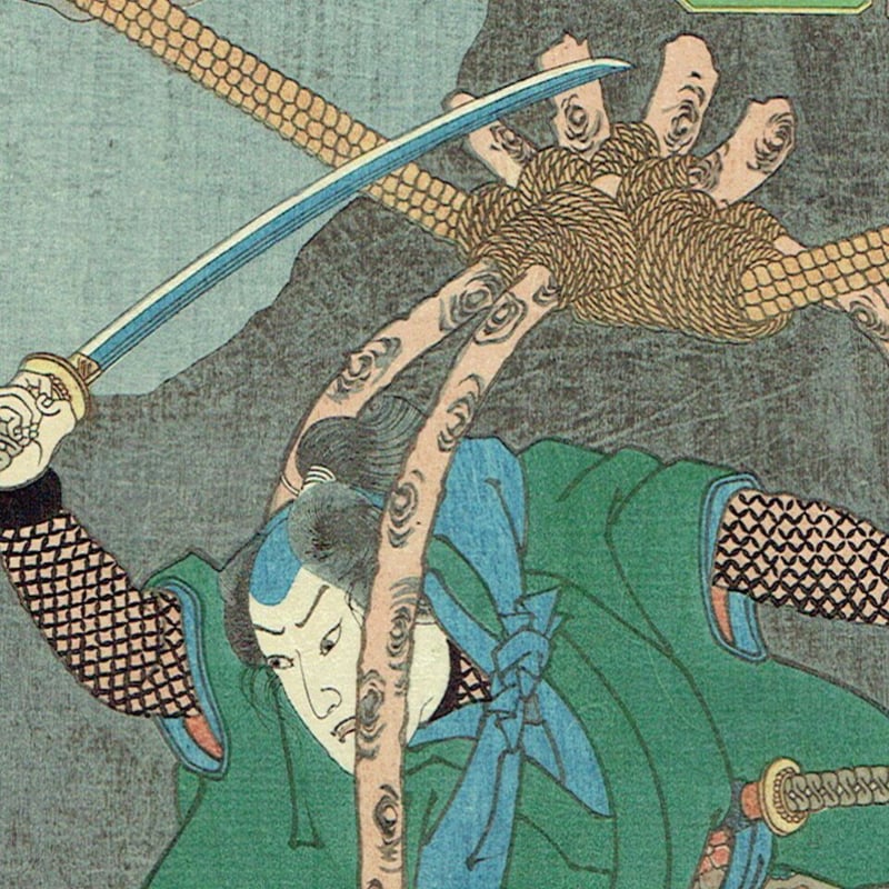 歌川国芳「木曽街道六十九次之内 武佐 宮本無三四」嘉永5年（1852