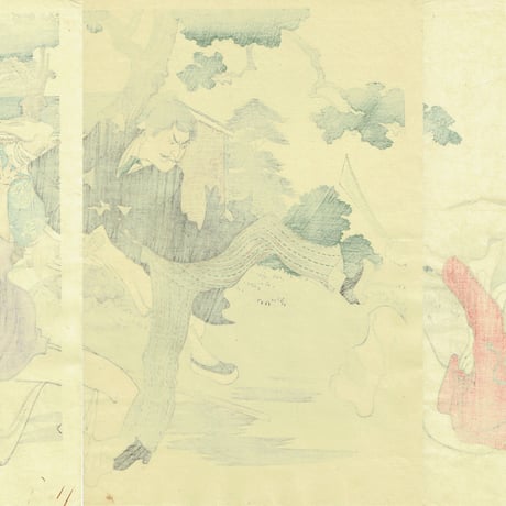安達吟光「清国電報実記ノ内 杉山書記生撃戦」明治33年【浮世絵】
