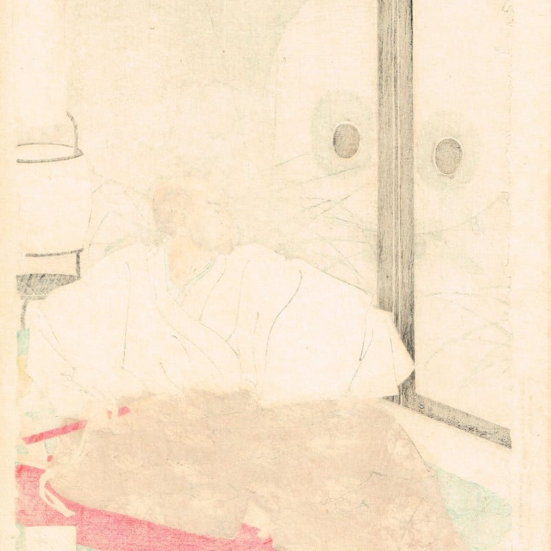 月岡芳年「新形三十六怪撰 清盛福原に数百の人頭を見る図」明治35年
