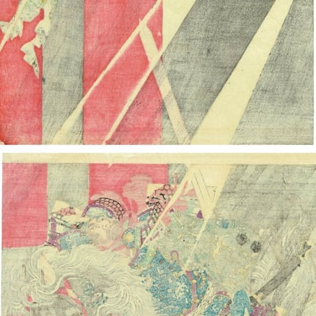 月岡芳年「羅城門渡辺綱鬼腕斬之図」明治21年【浮世絵】