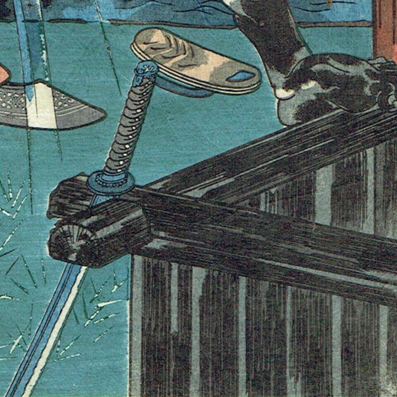 浮世絵　まとめ売り 歌川国芳「木曽街道六十九次之内 浦和 魚屋団七」嘉永5年(1852