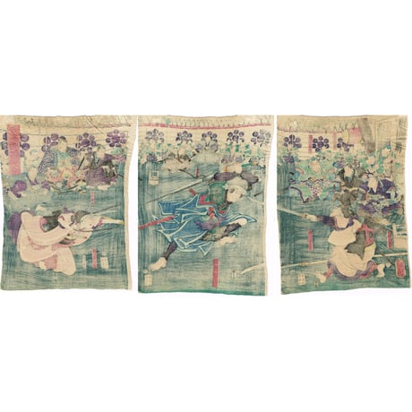 月岡芳年「縮緬絵」元絵-「白石噺敵討之図」元治元年【浮世絵】