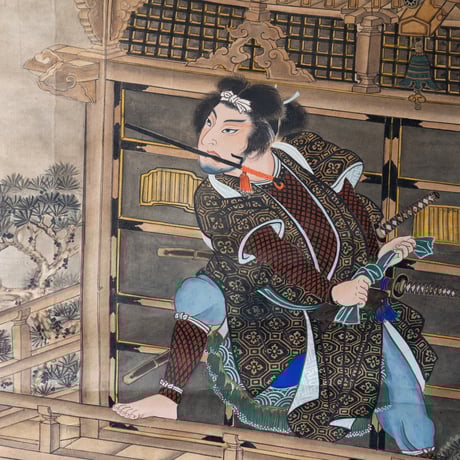 春濤 銘「芳流閣決闘図」 明治期【掛軸】