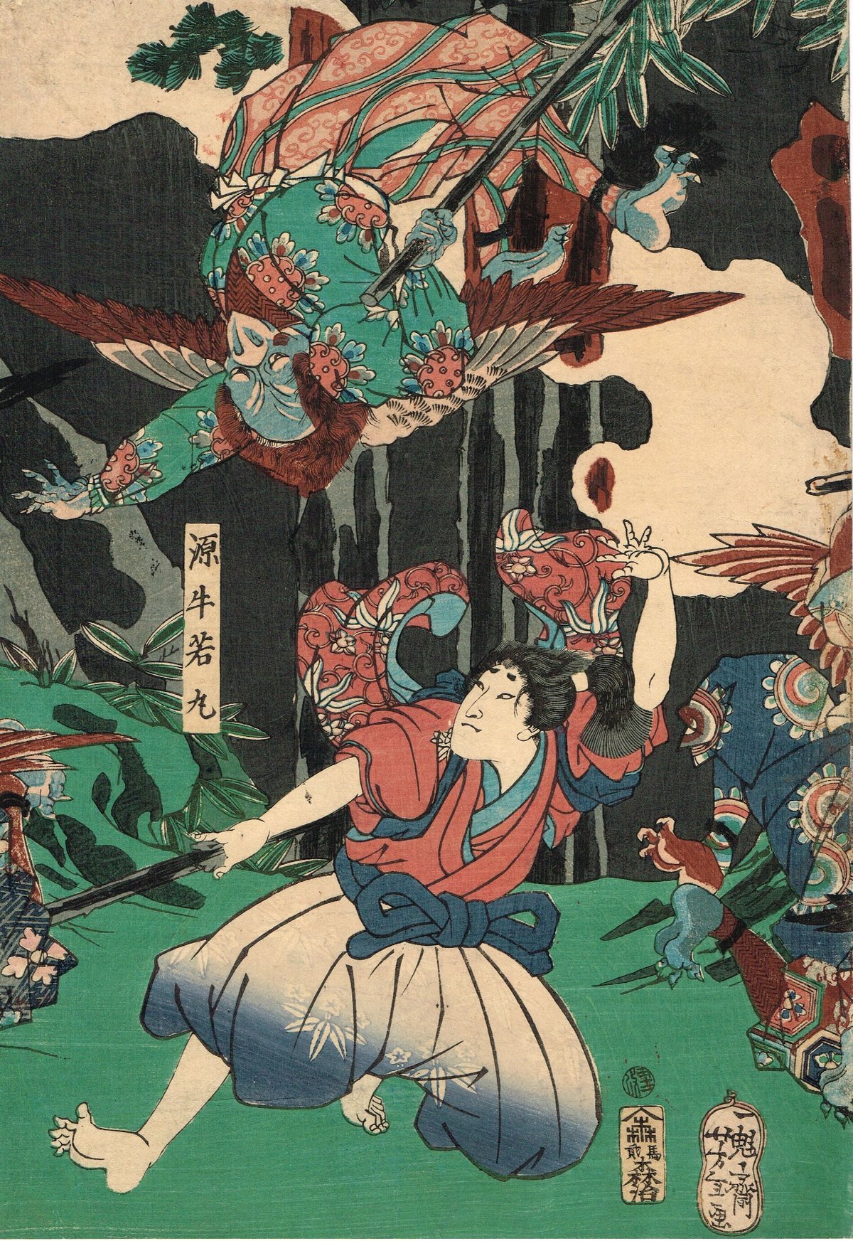 模写大津絵、天狗と牛若丸 模写大津絵、天狗と牛若丸 模写大津絵、天狗と牛若丸
