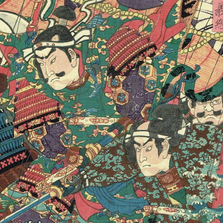 豊原国周「文治四年摂州大物浦難風の図」万延元年【浮世絵】