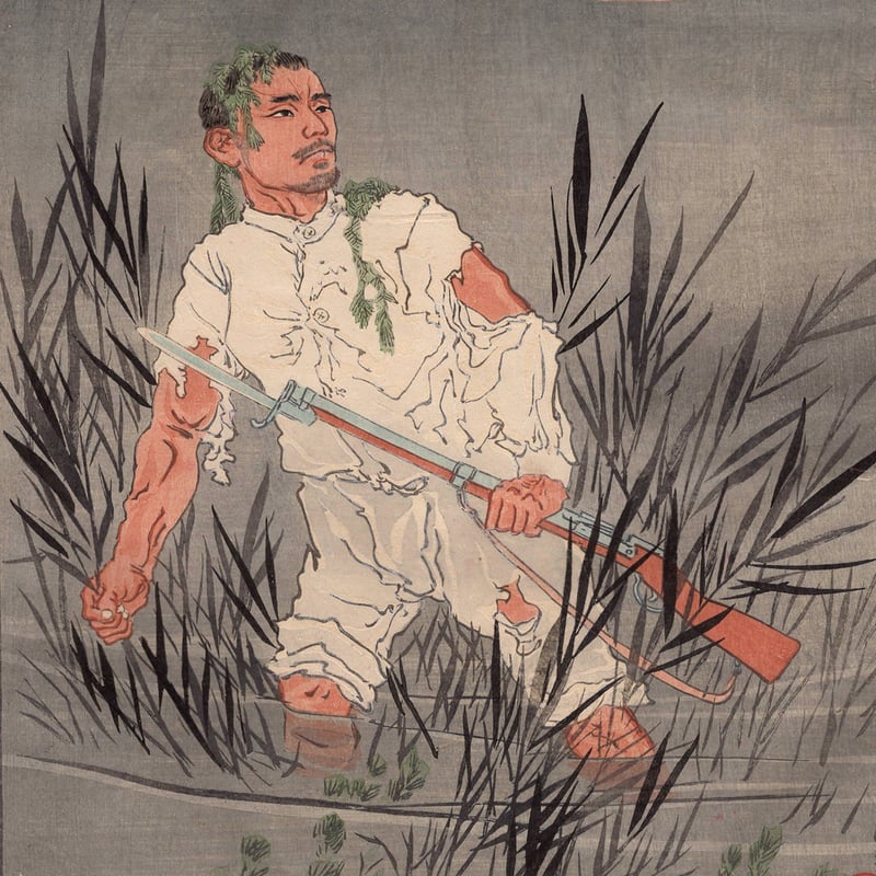 小林清親「陸海軍人高名鑑 田中石松」明治28年【浮世絵