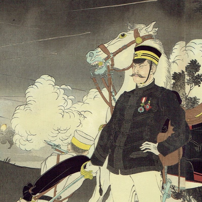 水野年方「大日本帝国萬々歳平壌激戦大勝図」明治27年（1894