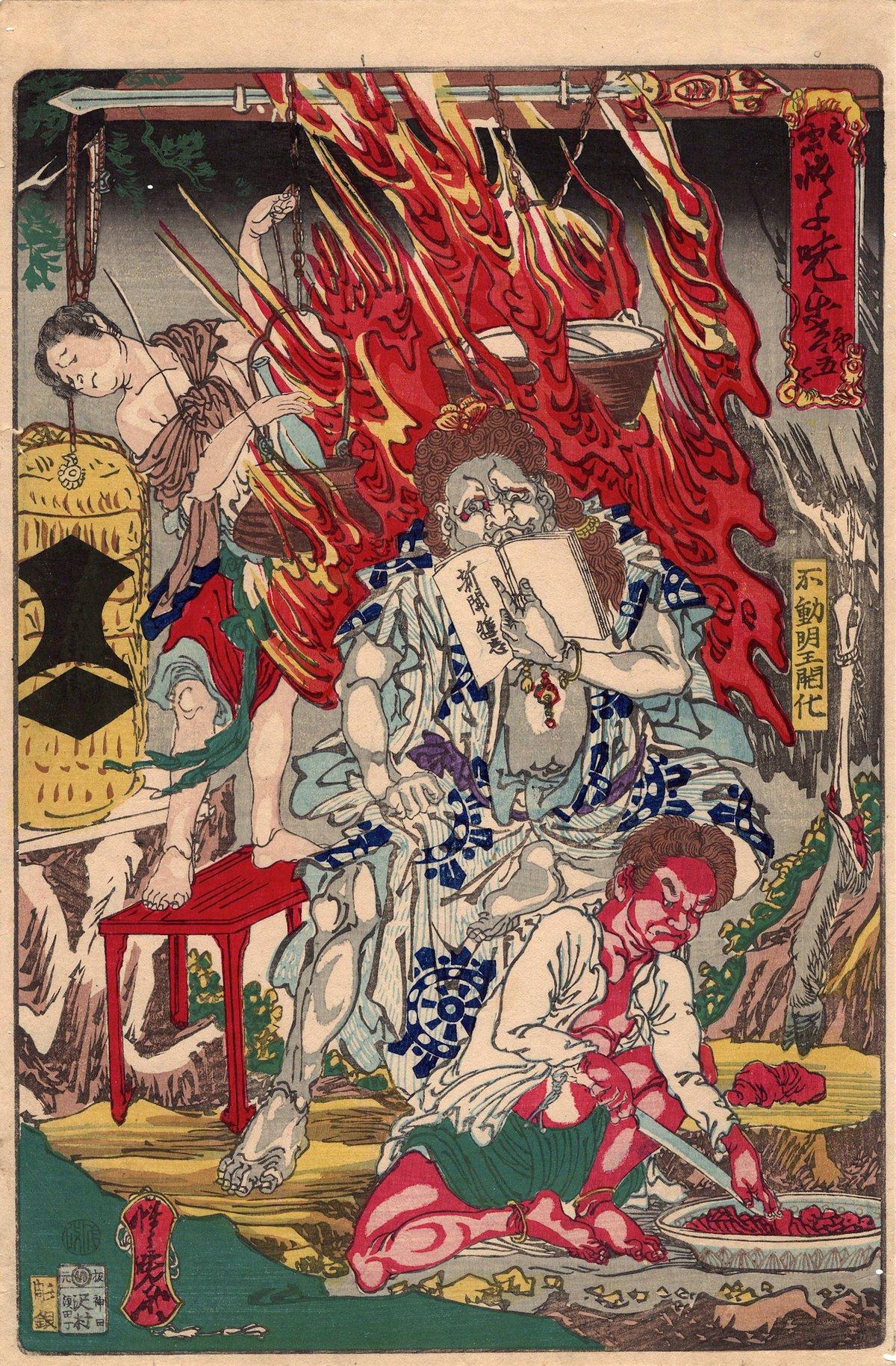 河鍋暁斎 「応需暁斎楽画 第五号 不動明王開化」明治7年【浮世絵 河鍋暁斎 「応需暁斎楽画 第五号 不動明王開化」明治7年【浮世絵