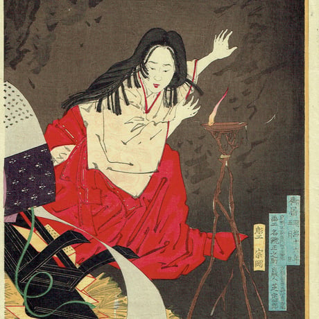 尾形月耕「淵辺義博護良親王を襲う図」明治16年【浮世絵】