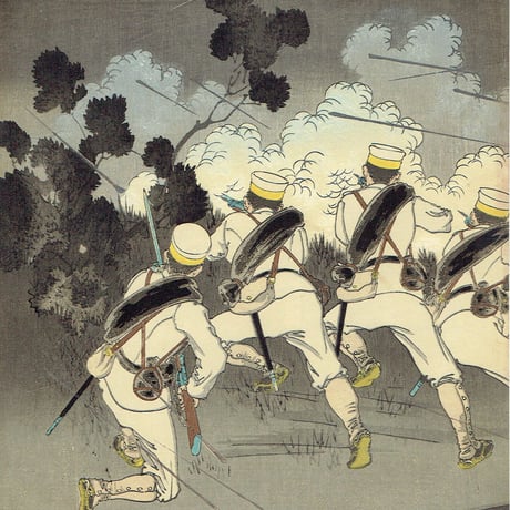 水野年方「大日本帝国萬々歳平壌激戦大勝図」明治27年（1894）　【浮世絵】