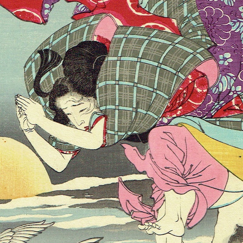 月岡芳年「月百姿 朝野川晴雪月 孝女ちか子」明治18年(1885 月岡芳年「月百姿 朝野川晴雪月 孝女ちか子」明治18年(1885