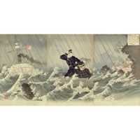 安達吟光「根津砲兵大尉 飯田海軍大尉」明治27年（1894）【浮世絵】