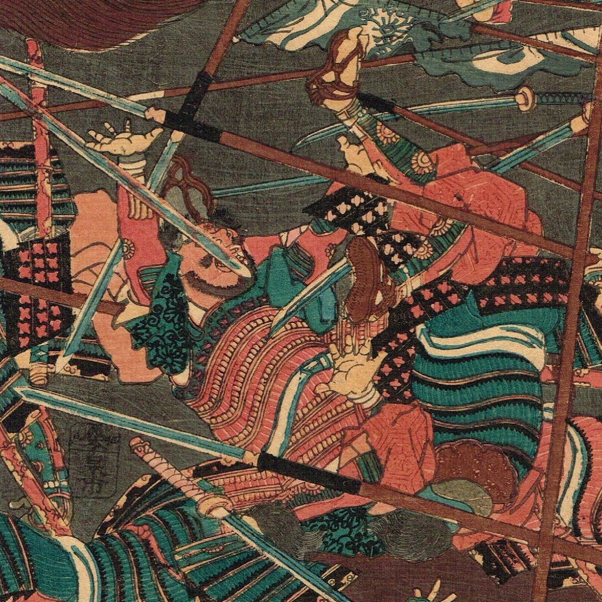 M▽歌川芳員 太平記大合戦之図 1856年 木版画 浮世絵 錦絵 (003) 歌川芳員 作 「太平記 錫ヶ瀧大合戦」（武者絵）／ホームメイト