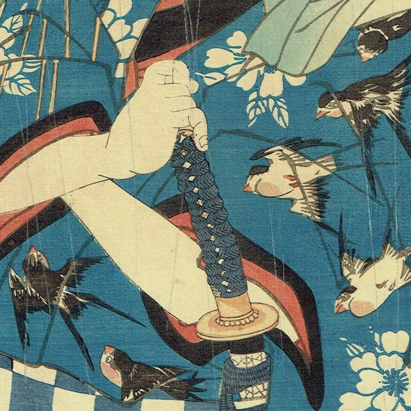 豊原国周「流行模様色の春染 白柄十三 家橘」慶応3年(1867)【浮世絵