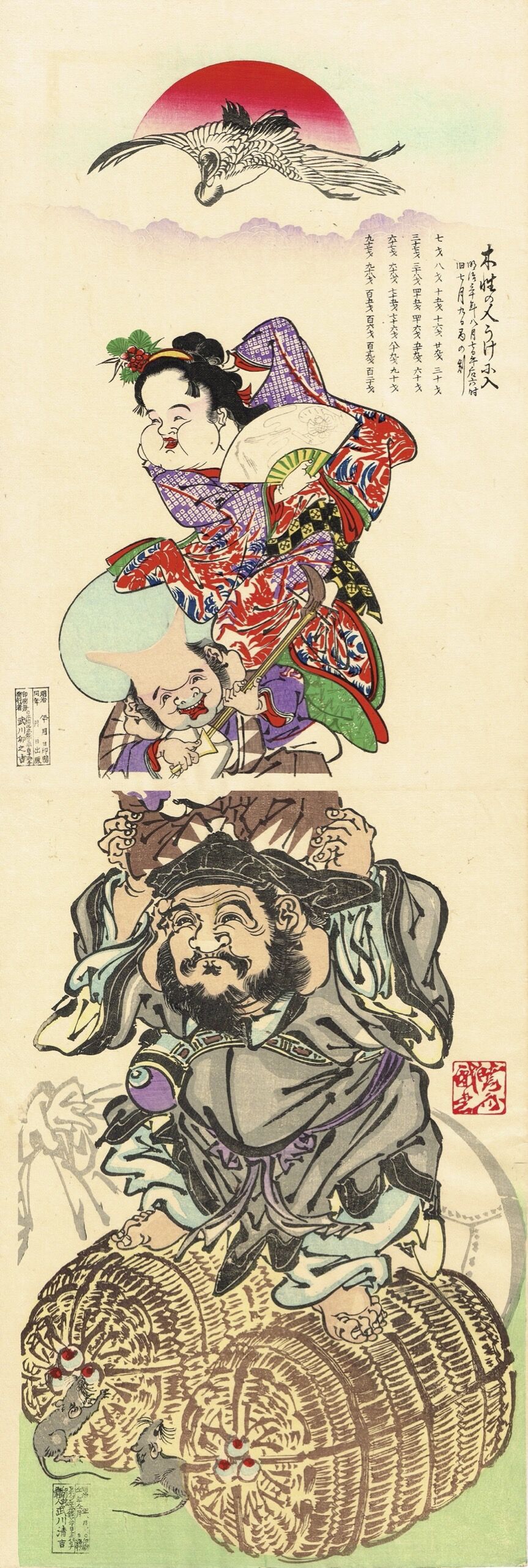 河鍋暁斎「木性の人うけに入」明治5年【浮世絵】 | 浮世絵販売・買取