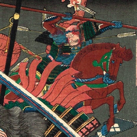 歌川芳艶「川中島大合戦組討尽 原隼人亮 赤坊主西方院」安政4年【浮世絵】