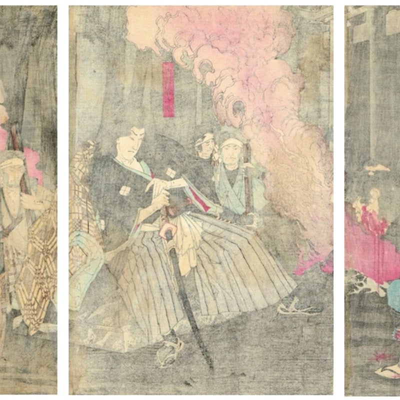 月岡芳年「天保水滸伝之内 霧太郎太田原ニ於テ勢力ヲ救フノ図」明治17