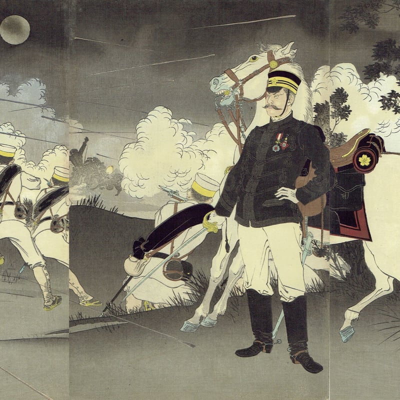 水野年方「大日本帝国萬々歳平壌激戦大勝図」明治27年（1894