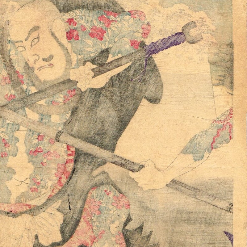 豊原国周「花和尚-市川左團次 九紋龍-市川團十郎」明治19年（1886