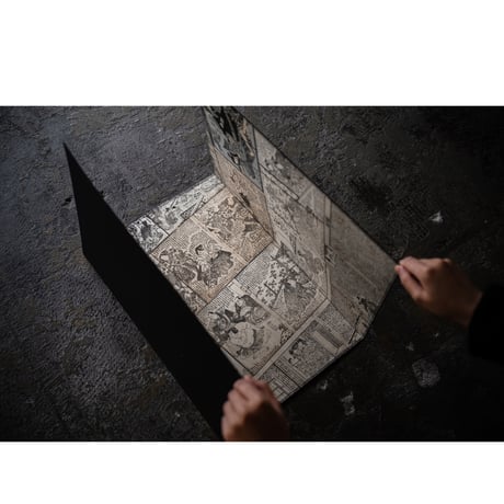 オリジナル 三枚折 タトウ 「草双紙内張 相撲 他」2401-b