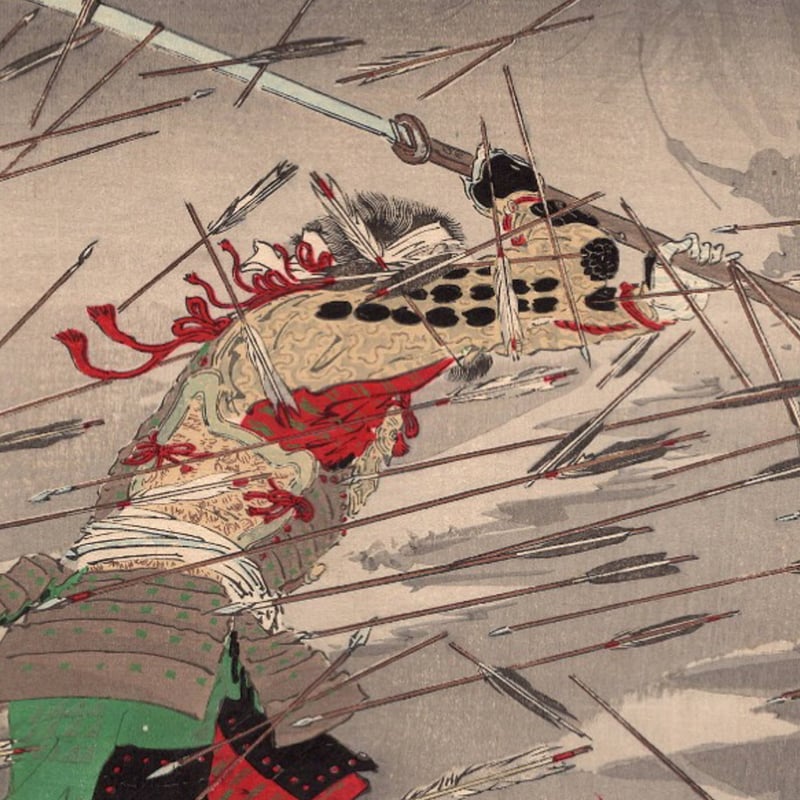 尾形月耕「楠正行 四條畷忠戦之図」明治36年【浮世絵】 | 浮世絵販売