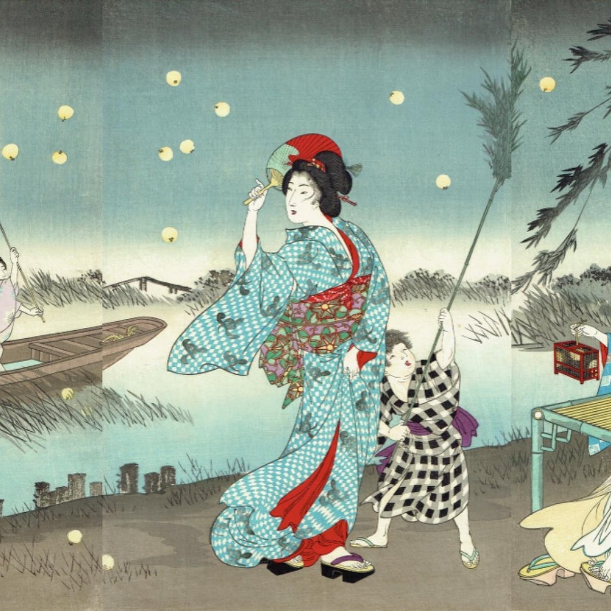 楊洲周延 「夕涼みほたるの姿見」明治26年【浮世絵】 | 浮世絵販売
