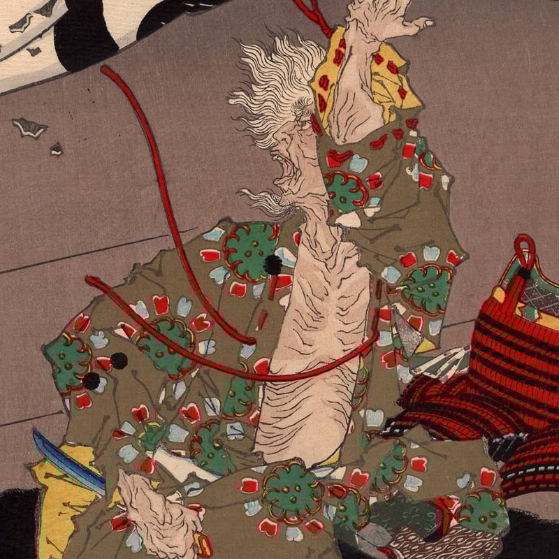 久保吉汜（くぼよしひろ）　油彩画 F6号『騎馬』 喜多川歌麿による浮世絵「Mashiba Hisayoshi 真柴久吉 (Mashiba
