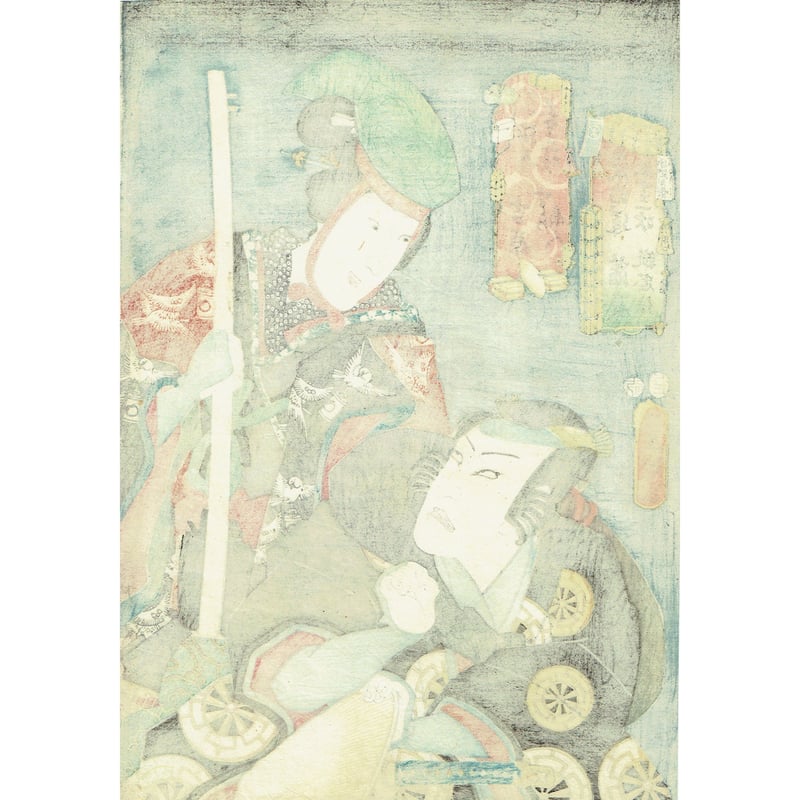 豊国三代「東海道五十三次 吉原/すずめ商人 蒲原/狐忠信」安政4年