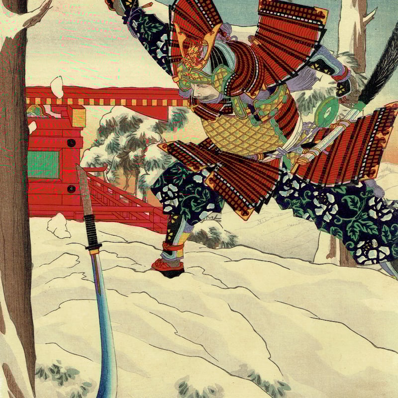 水野年方 「源平雪月花の内 雪」明治18年(1885)【浮世絵 水野年方 「源平雪月花の内 雪」明治18年(1885)【浮世絵