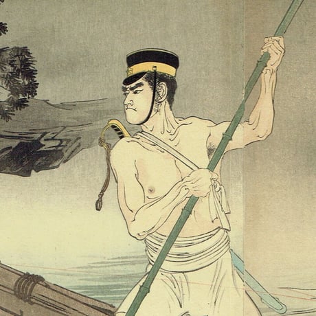 水野年方「斥候騎兵軍曹 川崎伊勢雄」明治27年（1894）【浮世絵】