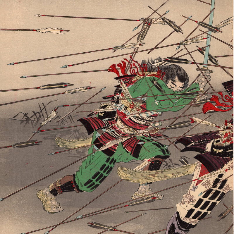 尾形月耕「楠正行 四條畷忠戦之図」明治36年【浮世絵】 | 浮世絵販売