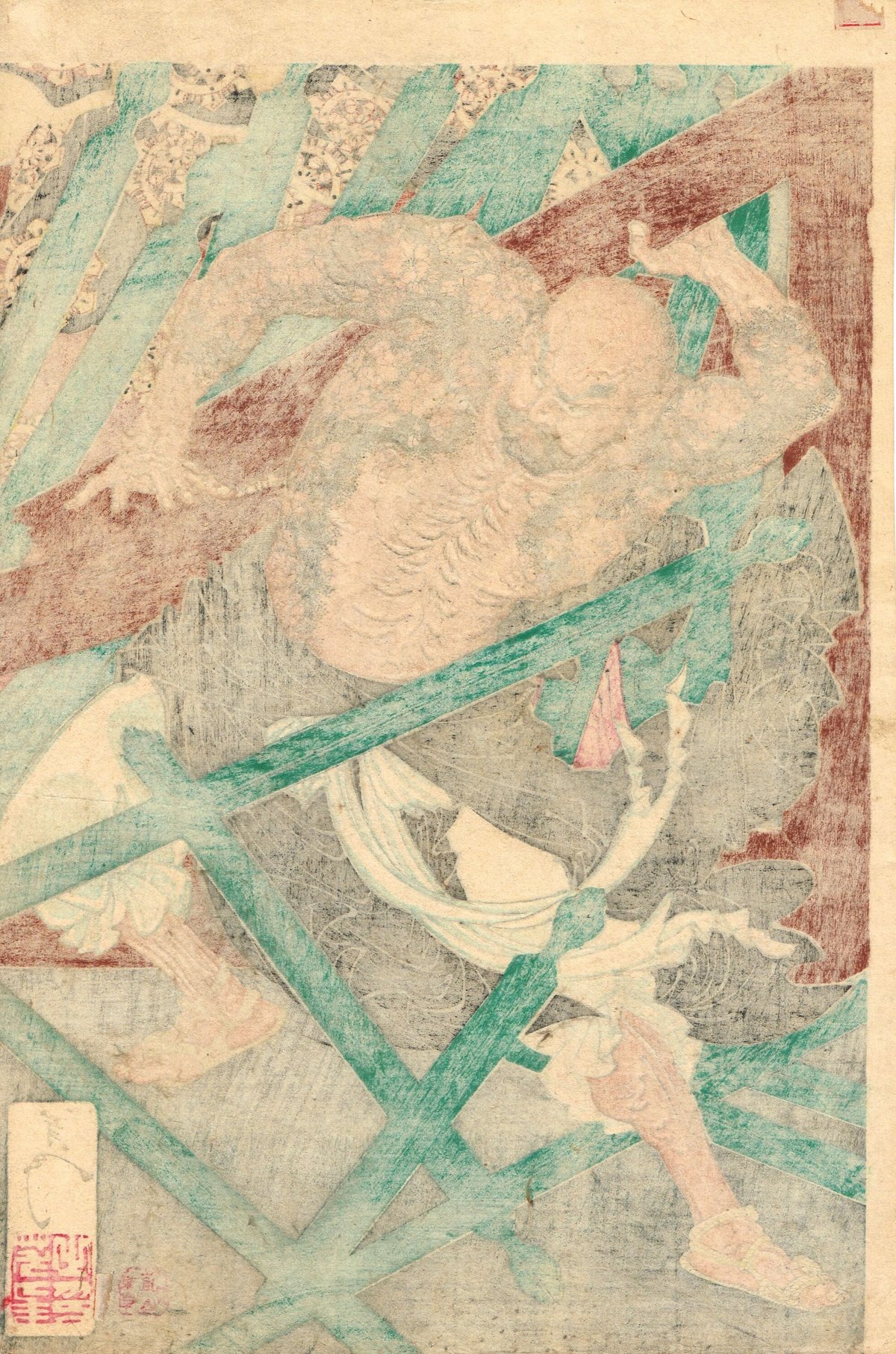 月岡芳年 「魯智深爛酔打壊五臺山金剛神之図」明治20年(1887 月岡芳年 「魯智深爛酔打壊五臺山金剛神之図」明治20年(1887