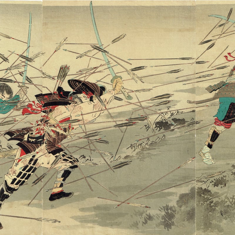 尾形月耕「楠正行 四條畷忠戦之図」明治36年(1903)【浮世絵 尾形月耕「楠正行 四條畷忠戦之図」明治36年(1903)【浮世絵