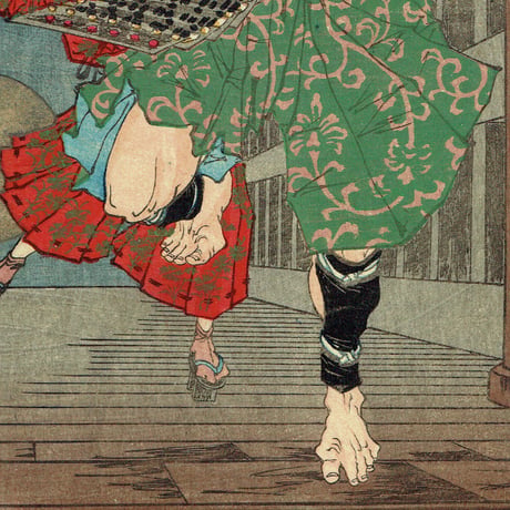 月岡芳年 「五条橋の義経と弁慶」明治11年(1878)【浮世絵】